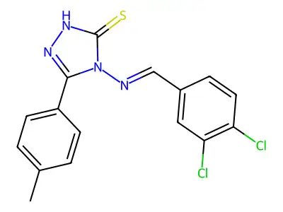 4-[(3,4-dichlorobenzylidene)amino]-5-(4-methylphenyl)-4H-1,2,4-triazole-3-thiol structure