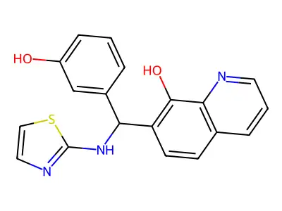 7-((3-Hydroxyphenyl)((1,3-thiazol-2-yl)amino)methyl)quinolin-8-ol structure