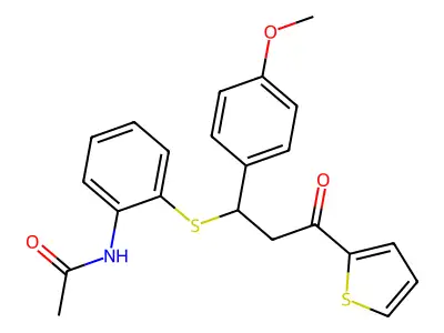 N-(2-{[1-(4-methoxyphenyl)-3-oxo-3-(thiophen-2-yl)propyl]sulfanyl}phenyl)acetamide structure