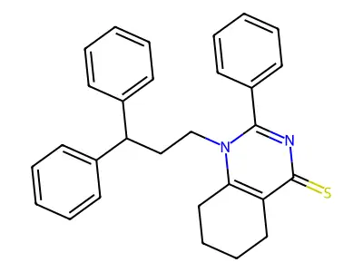 1-(3,3-Diphenylpropyl)-2-phenyl-1,5,6,7,8-pentahydroquinazoline-4-thione structure