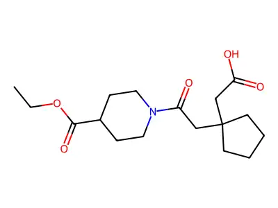 2-[1-[2-(4-Ethoxycarbonylpiperidin-1-yl)-2-oxoethyl]cyclopentyl]acetic acid structure