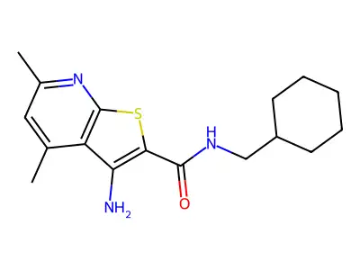 3-amino-N-(cyclohexylmethyl)-4,6-dimethylthieno[2,3-b]pyridine-2-carboxamide structure