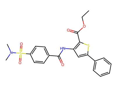 ethyl 3-(4-(N,N-dimethylsulfamoyl)benzamido)-5-phenylthiophene-2-carboxylate structure