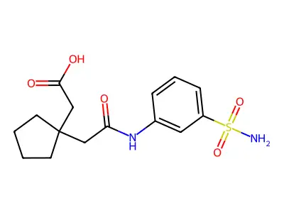 2-[1-[2-Oxo-2-(3-sulfamoylanilino)ethyl]cyclopentyl]acetic acid structure