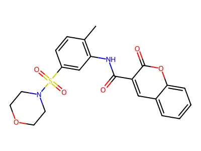 N-(2-methyl-5-morpholin-4-ylsulfonylphenyl)-2-oxochromene-3-carboxamide structure