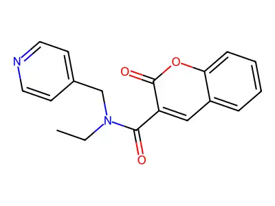 N-ethyl-2-oxo-N-(pyridin-4-ylmethyl)chromene-3-carboxamide structure