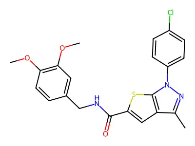 1-(4-chlorophenyl)-N-[(3,4-dimethoxyphenyl)methyl]-3-methyl-1H-thieno[2,3-c]pyrazole-5-carboxamide structure