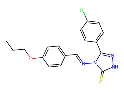 5-(4-chlorophenyl)-4-{[(E)-(4-propoxyphenyl)methylidene]amino}-4H-1,2,4-triazole-3-thiol structure