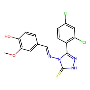 4-({[3-(2,4-dichlorophenyl)-5-sulfanyl-4H-1,2,4-triazol-4-yl]imino}methyl)-2-methoxyphenol structure