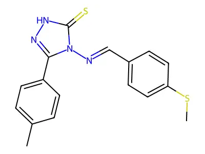 5-(4-methylphenyl)-4-({[4-(methylsulfanyl)phenyl]methylidene}amino)-4H-1,2,4-triazole-3-thiol structure