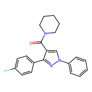 1-[3-(4-fluorophenyl)-1-phenyl-1H-pyrazole-4-carbonyl]piperidine structure
