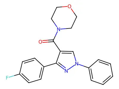 (3-(4-fluorophenyl)-1-phenyl-1H-pyrazol-4-yl)(morpholino)methanone structure