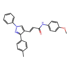 N-(4-methoxyphenyl)-3-[3-(4-methylphenyl)-1-phenylpyrazol-4-yl]prop-2-enamide structure