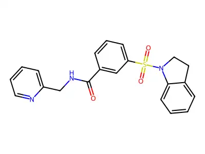 3-(2,3-dihydroindol-1-ylsulfonyl)-N-(pyridin-2-ylmethyl)benzamide structure