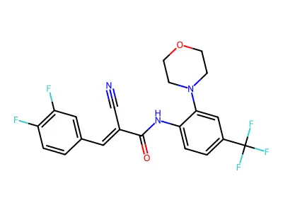 2-cyano-3-(3,4-difluorophenyl)-N-[2-(morpholin-4-yl)-4-(trifluoromethyl)phenyl]prop-2-enamide structure