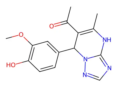 1-[7-(4-hydroxy-3-methoxyphenyl)-5-methyl-4H,7H-[1,2,4]triazolo[1,5-a]pyrimidin-6-yl]ethan-1-one structure