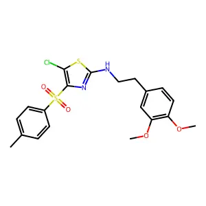5-chloro-N-(3,4-dimethoxyphenethyl)-4-tosylthiazol-2-amine structure