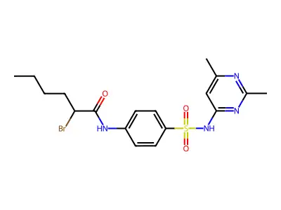 2-bromo-N-{4-[(2,6-dimethylpyrimidin-4-yl)sulfamoyl]phenyl}hexanamide structure