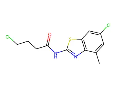 4-chloro-N-(6-chloro-4-methyl-1,3-benzothiazol-2-yl)butanamide structure