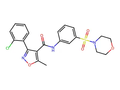 3-(2-chlorophenyl)-5-methyl-N-(3-morpholin-4-ylsulfonylphenyl)-1,2-oxazole-4-carboxamide structure