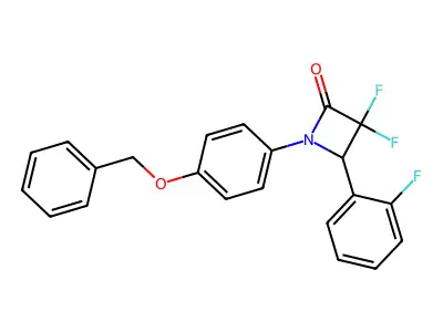 3,3-Difluoro-4-(2-fluorophenyl)-1-(4-phenylmethoxyphenyl)azetidin-2-one structure