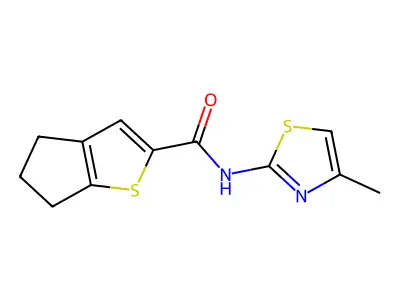 N-(4-methylthiazol-2-yl)-5,6-dihydro-4H-cyclopenta[b]thiophene-2-carboxamide structure
