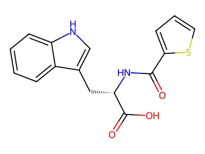 (2S)-3-(1H-indol-3-yl)-2-[(thiophen-2-yl)formamido]propanoic acid structure