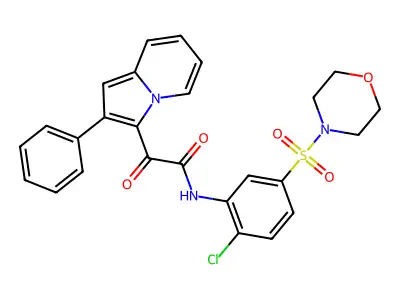 N-(2-chloro-5-morpholin-4-ylsulfonylphenyl)-2-oxo-2-(2-phenylindolizin-3-yl)acetamide structure