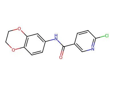 6-chloro-N-(2,3-dihydro-1,4-benzodioxin-6-yl)pyridine-3-carboxamide structure