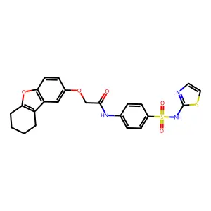 2-(6,7,8,9-tetrahydrodibenzofuran-2-yloxy)-N-[4-(1,3-thiazol-2-ylsulfamoyl)phenyl]acetamide structure