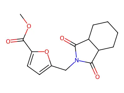 methyl 5-[(1,3-dioxooctahydro-2H-isoindol-2-yl)methyl]furan-2-carboxylate structure