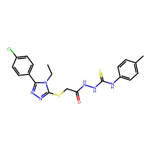 2-({[5-(4-chlorophenyl)-4-ethyl-4H-1,2,4-triazol-3-yl]sulfanyl}acetyl)-N-(4-methylphenyl)hydrazinecarbothioamide structure