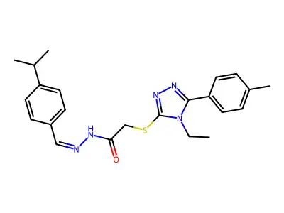 2-[[4-ethyl-5-(4-methylphenyl)-1,2,4-triazol-3-yl]sulfanyl]-N-[(E)-(4-propan-2-ylphenyl)methylideneamino]acetamide structure