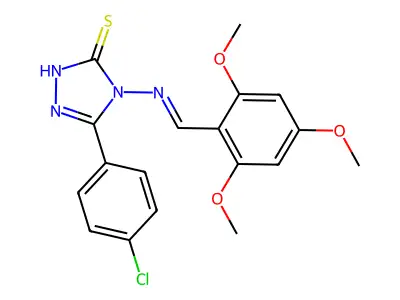 (E)-5-(4-chlorophenyl)-4-((2,4,6-trimethoxybenzylidene)amino)-4H-1,2,4-triazole-3-thiol structure