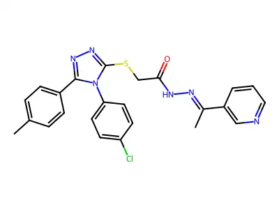 2-[[4-(4-chlorophenyl)-5-(4-methylphenyl)-1,2,4-triazol-3-yl]sulfanyl]-N-[(Z)-1-pyridin-3-ylethylideneamino]acetamide structure