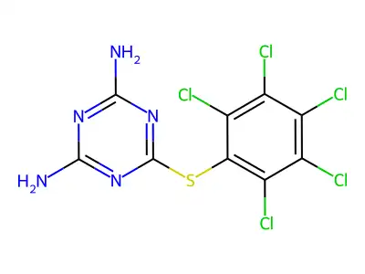 6-[(Pentachlorophenyl)sulfanyl]-1,3,5-triazine-2,4-diamine structure
