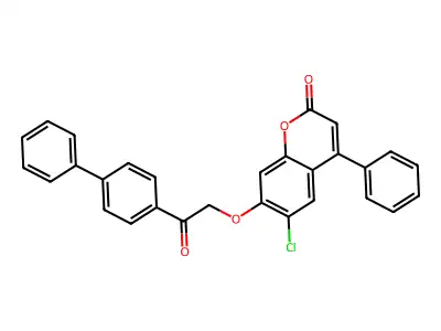 7-[2-(4-biphenylyl)-2-oxoethoxy]-6-chloro-4-phenyl-2H-chromen-2-one structure