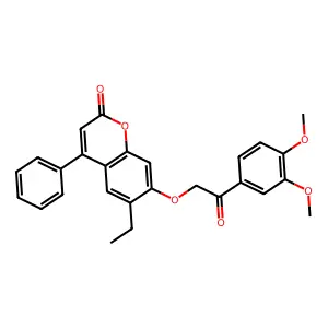7-[2-(3,4-dimethoxyphenyl)-2-oxoethoxy]-6-ethyl-4-phenyl-2H-chromen-2-one structure