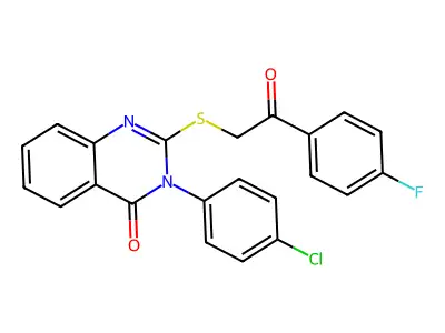 3-(4-Chlorophenyl)-2-((2-(4-fluorophenyl)-2-oxoethyl)thio)-4(3H)-quinazolinone structure
