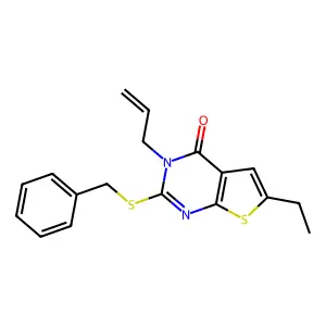 2-Benzylsulfanyl-6-ethyl-3-prop-2-enylthieno[2,3-d]pyrimidin-4-one structure