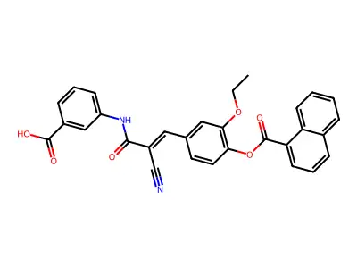 3-[[(E)-2-cyano-3-[3-ethoxy-4-(naphthalene-1-carbonyloxy)phenyl]prop-2-enoyl]amino]benzoic acid structure