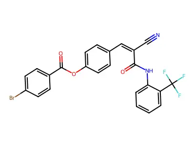 [4-[(Z)-2-Cyano-3-oxo-3-[2-(trifluoromethyl)anilino]prop-1-enyl]phenyl] 4-bromobenzoate structure