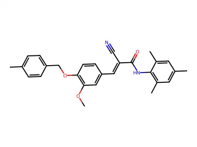 (2E)-2-cyano-3-{3-methoxy-4-[(4-methylbenzyl)oxy]phenyl}-N-(2,4,6-trimethylphenyl)prop-2-enamide structure