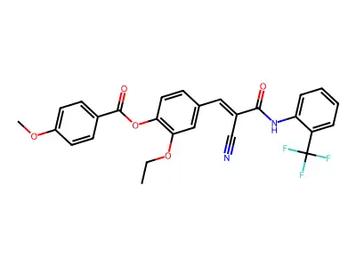 [4-[(E)-2-cyano-3-oxo-3-[2-(trifluoromethyl)anilino]prop-1-enyl]-2-ethoxyphenyl] 4-methoxybenzoate structure