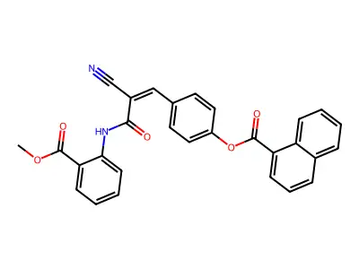[4-[(Z)-2-Cyano-3-(2-methoxycarbonylanilino)-3-oxoprop-1-enyl]phenyl] naphthalene-1-carboxylate structure
