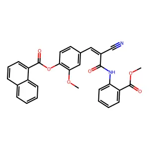 [4-[(Z)-2-Cyano-3-(2-methoxycarbonylanilino)-3-oxoprop-1-enyl]-2-methoxyphenyl] naphthalene-1-carboxylate structure