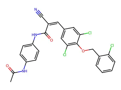 (Z)-N-(4-Acetamidophenyl)-2-cyano-3-[3,5-dichloro-4-[(2-chlorophenyl)methoxy]phenyl]prop-2-enamide structure