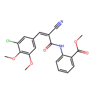 Methyl 2-[3-(3-chloro-4,5-dimethoxyphenyl)-2-cyanoprop-2-enamido]benzoate structure