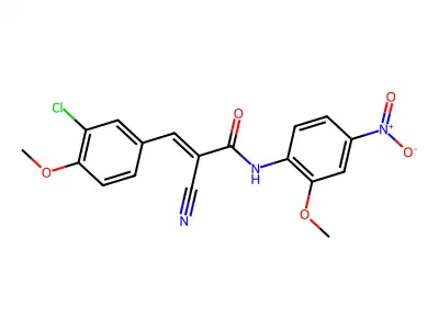 (2E)-3-(3-chloro-4-methoxyphenyl)-2-cyano-N-(2-methoxy-4-nitrophenyl)prop-2-enamide structure