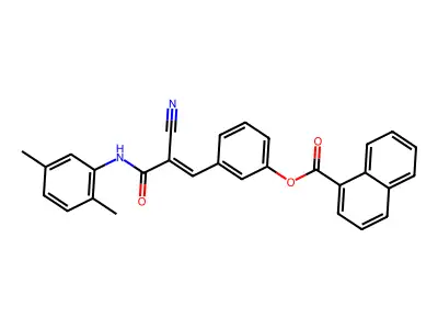 [3-[(E)-2-cyano-3-(2,5-dimethylanilino)-3-oxoprop-1-enyl]phenyl] naphthalene-1-carboxylate structure